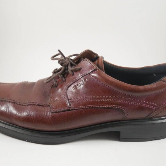Sz 47 US 13 13.5 Men\'s Ecco Helsinki Bike Toe Leather Oxford Shoes ~ Brown main image 6